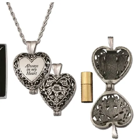 Stainless Steel Memorial Photo Frame And Heart Cremation Urn Necklace Set Always In My Heart Engraved Pendant For Pets Humans