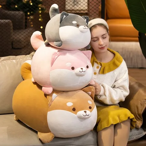 Cute Shiba Inu Plush Toy Soft Dog Stuffed Animal Chubby Puppy Pillow Large Sleeping Doll Home Decor Gift for Children Girls