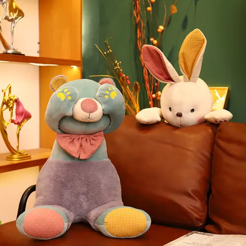 Adorable Bunny Bear Plush Toy Soft Stuffed Animal Comforting Doll For Kids Bed Sleep Gift Home Decor
