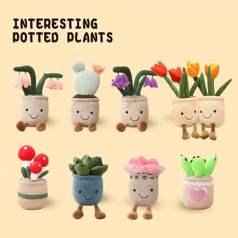 Simpatico Giocattolo di Peluche Pianta in Vaso Simulazione Tulipano Succulenta Bambola Casa Soggiorno Scrivania Decorazione Ornamento Regalo