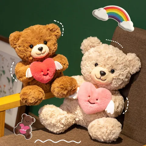 Süßer Engel Herz Teddybär Plüschtier Weiches Stofftier Mit Flügeln Herz Für Valentinstag Geschenk Für Freundin Damen