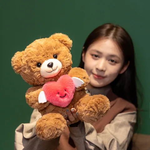 Süßer Engel Herz Teddybär Plüschtier Weiches Stofftier Mit Flügeln Herz Für Valentinstag Geschenk Für Freundin Damen