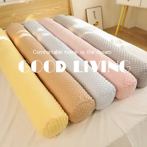 Traversin Minky à Points Style Nordique pour Sommeil Support de Jambe Oreiller Long de Corps Doux Amovible Lavable Respirant Décoration Maison