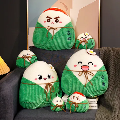 Creative Dragon Boat Festival Zongzi Plush Toy Cartoon Food Stuffed Doll For Home Decor Soft Throw Pillow Holiday Gift For Success Peace