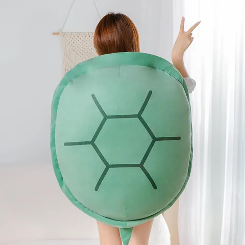 Wearable Turtle Shell Pillow Bee Plush Toy Creative Giant Tortoise Shell Stuffed Animal Soft Cuddle Back Cushion Home Decor Surprise Gift