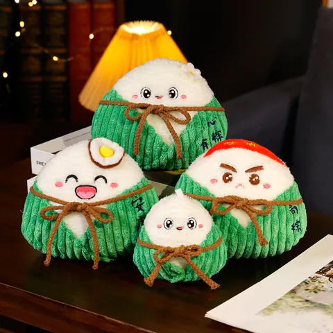 Creative Dragon Boat Festival Zongzi Plush Toy Cartoon Food Stuffed Doll For Home Decor Soft Throw Pillow Holiday Gift For Success Peace