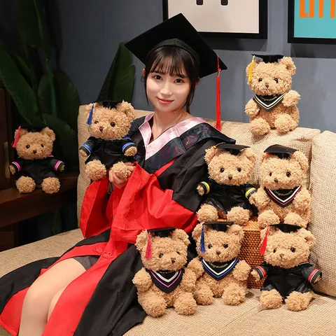 Abschluss Teddybär Plüschtier Mit Bachelortalar Doktorhut Herzlichen Glückwunsch Stickerei Weiches Stofftier Abschlussgeschenk