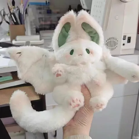 Creative Bat Rabbit Plush Toy Soft Faux Fur Stuffed Flying Bunny Animal Doll For Kids Soothing Home Decor Gift