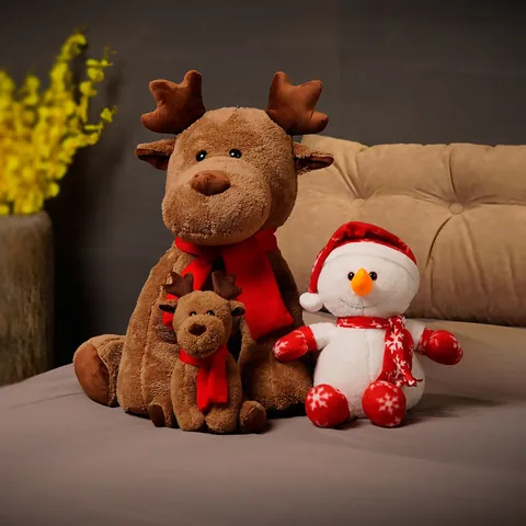 Christmas Reindeer Snowman Plush Toys Soft Stuffed Animal Dolls Xmas Home Window Decor Holiday Gifts For Kids Adults