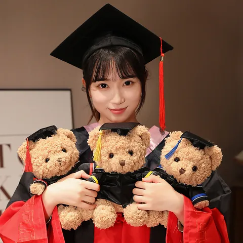 Abschluss Teddybär Plüschtier Mit Bachelortalar Doktorhut Herzlichen Glückwunsch Stickerei Weiches Stofftier Abschlussgeschenk