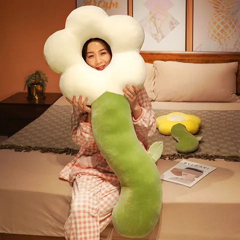 Coussin Long en Peluche Fleur Créative Oreiller de Jambe en Forme de Tulipe Mignonne Pour Sommeil Latéral Coussin de Dossier de Lit Poupée de Plante en Peluche Douce Décoration de Maison