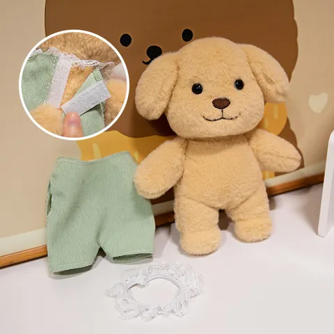 Süßer Pudel Plüschtier Miniatur Waldstil Stofftier Hund Puppe Weiche Cord Spitze Kleidung Dekorative Schlüsselanhänger Spielzeug Geschenk