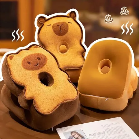Almohada de Siesta de Tostada de Dibujos Animados Seda de Hielo Transpirable Oficina Estudiante Almohada para Dormir de Lado Felpa Suave Animal Soporte de Cuello