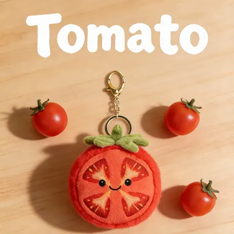 Creative Tomato Plush Keychain Cute Fruit Vegetable Bag Charm Soft Stuffed Toy Short Plush For Women Girls Kids Gift