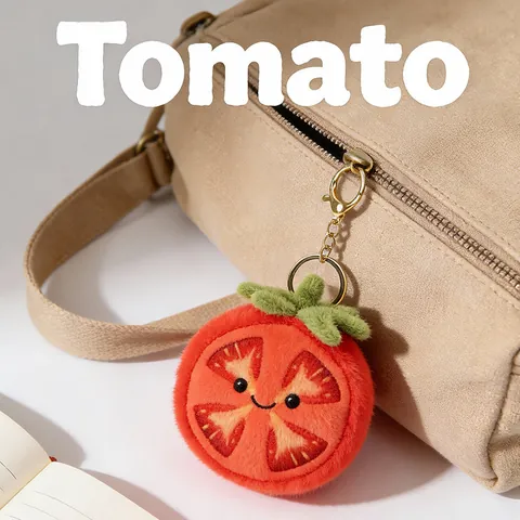 Lindo Tomate Peluche Juguete Llavero Suave Relleno Vegetal Muñeca Cartoon Bolso Colgante Lindo Anillo De Llaves Para Mujeres Niñas Regalo