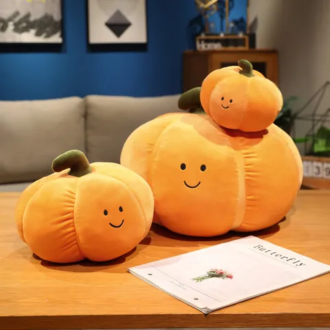 Funny Halloween Pumpkin Plush Toy Soft Vegetable Pillow Doll For Kids Halloween Party Decor Props Gift Orange Pumpkin Toy