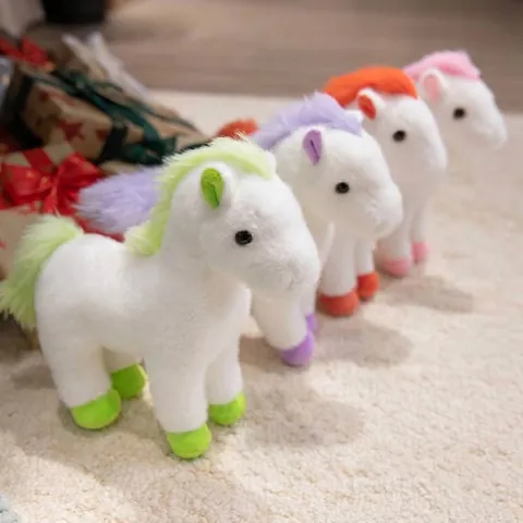 Juguete de Peluche de Poney Unicornio Arcoíris de Ensueño Caballo de Simulación Suave Animal de Peluche para Regalo de Cumpleaños Decoración Blanco