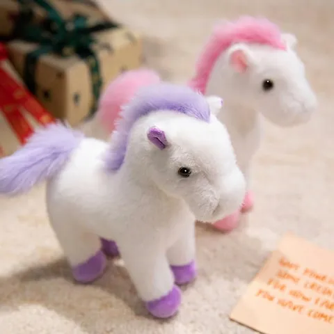 Juguete de Peluche de Poney Unicornio Arcoíris de Ensueño Caballo de Simulación Suave Animal de Peluche para Regalo de Cumpleaños Decoración Blanco
