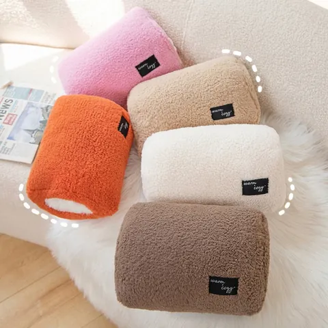 Zachte Polyester Pluche Handwarmer Sierkussen Slaapkussen Twee In Een Warm Gezellig Sherpa Fleece Decoratief Kussen Voor Kantoor Thuis