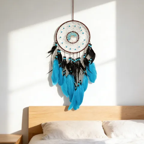 Natural Gravel Dream Catcher Wall Hanging Retro Home Decor Tree Of Life Feather Wind Chime Handcrafted Pendant Room Decoration