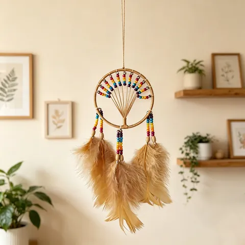 Handmade Rainbow Dream Catcher Hot Air Balloon Feather Hanging Wall Decor For Kids Room Nursery Home Decoration Ornament Gift