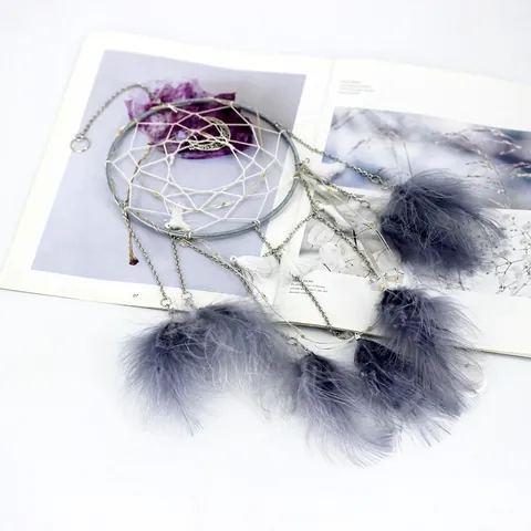 Handmade Moon Dreamcatcher Wall Hanging Decor Forest Style Feather Tassel Dream Catcher Ornament For Bedroom Living Room Home Decoration