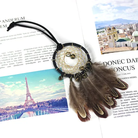 Vintage Indian Feather Dreamcatcher Hanging Decor Handmade Woven Iron Wall Art Home Car Ornament Sweater Necklace Gift