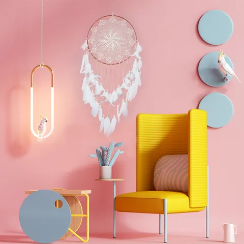 Großes Böhmisches Traumfänger Windspiel Handgefertigt Weiße Feder Eisenring Baumwollseil Wandbehang Heimdekoration Ornament Geschenk