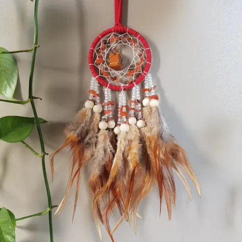Handgefertigter Boho Traumfänger Mit Natürlichen Halbedelsteinen Federn Kleiner Hängeschmuck Für Auto Innenraum Heimdekor Heilungsgeschenk