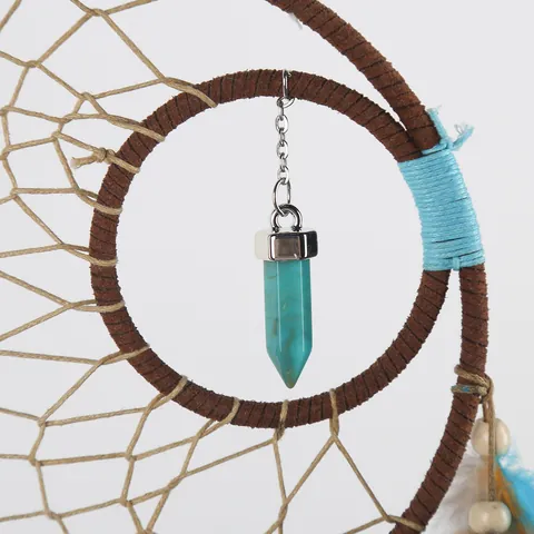 Attrape-Rêves Arbre de Vie Indien Vintage Décoration Murale Suspendue Avec Plumes Naturelles Cristaux Bohème Fait à la Main Décoration de Maison Cadeau