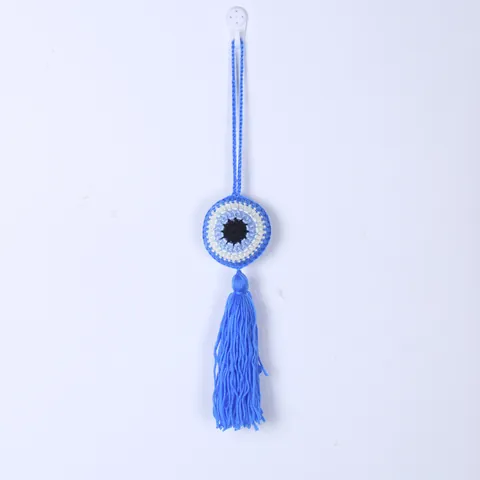 Handmade Crochet Evil Eye Wall Hanging Ornament Cotton Rope Woven Car Charm Boho Tassel Home Decor Pendant