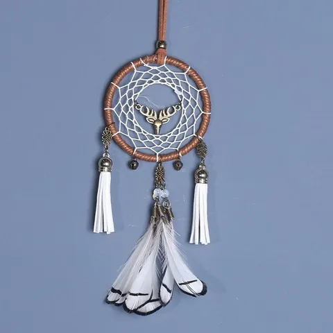 Nordischer Stil Hirschkopf Traumfänger Feder Wandbehang Ornament Für Haus Schlafzimmer Auto Dekoratives Handwerk Geschenk