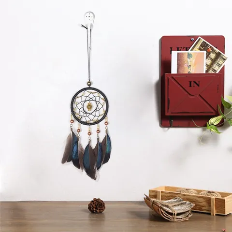 Atrapasueños Hecho a Mano Vintage Decoración de Pared Con Plumas en Degradado y Anillo de Hierro Para Hogar Coche Dormitorio Decoración