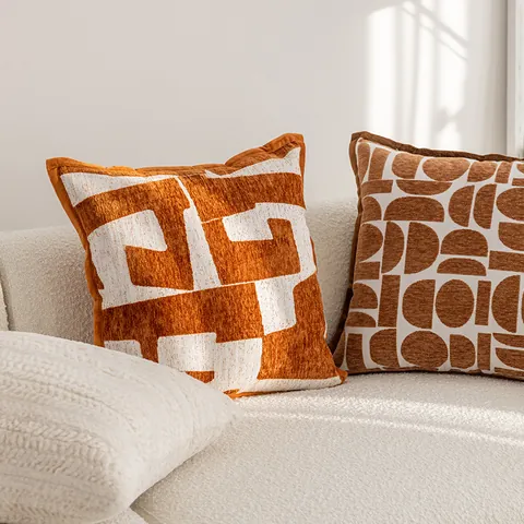 Funda de Almohada Decorativa Estilo Maillard Lujo Pestaña Poliéster Geométrica Mechones Funda de Cojín Para Sofá Decoración Hogar