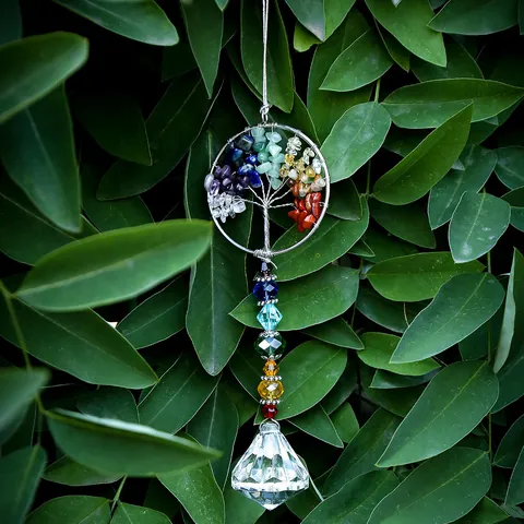 Car Hanging Ornament Tree Of Life Crystal Pendant Rearview Mirror Hanging Decoration Home Interior Decor