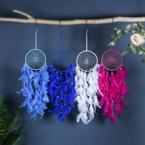Atrapasueños de Pared Tejido a Mano Estilo Forestal Con Plumas Cuentas Anillo de Hierro Decoración Bohemia para Hogar y Dormitorio