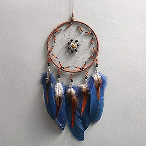 Atrapasueños Hecho a Mano de Estilo Nórdico Decoración Colgante con Plumas y Cuentas para Hogar Dormitorio Sala de Estar Coche