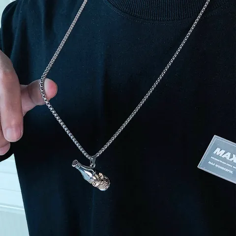 Hip Hop Skull Beer Bottle Opener Necklace Stainless Steel Chain Alloy Pendant Punk Jewelry For Men Women Party Gift