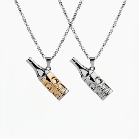 Hip Hop Skull Beer Bottle Opener Necklace Stainless Steel Chain Alloy Pendant Punk Jewelry For Men Women Party Gift