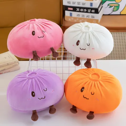 Creative Simulation Bun Plush Toy Soft Kawaii Food Pillow Cushion Cute Stuffed Animal Stress Relief Home Decor Gift For Kids Adults