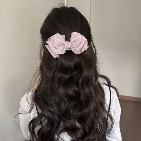 Elegante Pinza Para El Pelo Con Lazo De Malla En Capas Lazo Grande De Organza Pinza De Banana Accesorios Para El Cabello Para Mujer Banquete Diario