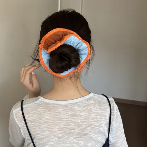 Korean Style Zipper Design Scrunchie Large Hair Ring Versatile Ponytail Holder Polyester Fabric Hair Tie For Women Daily Hair Accessories