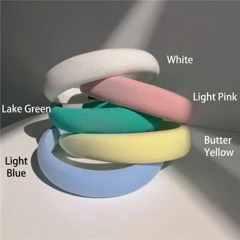 Diadema de Esponja Acolchada Dulce Coreana Color Sólido Aro Ancho Color Caramelo Accesorios para el Cabello para Mujeres