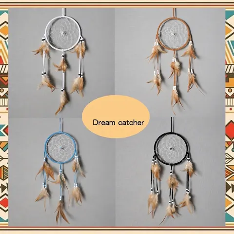 Capteur de Rêves Indien Fait à la Main Suspension Murale Bohème Plume Décoration pour Maison Voiture Chambre Cadeau