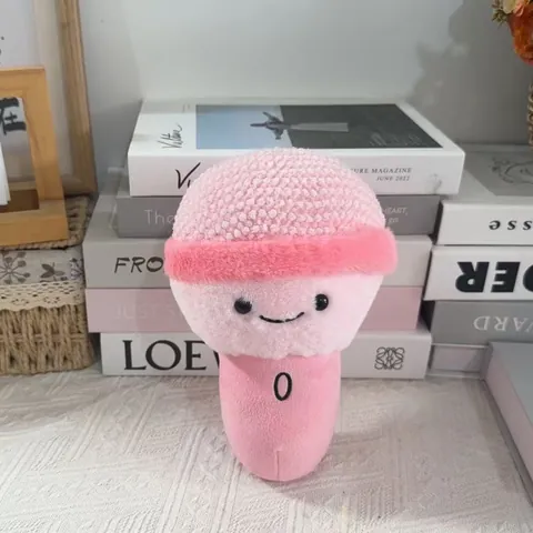 Simpatico Microfono a Cartone Animato Peluche Viso Sorridente Morbida Bambola di Microfono Imbottita Arredamento della Stanza Regalo per Bambini Fidanzata