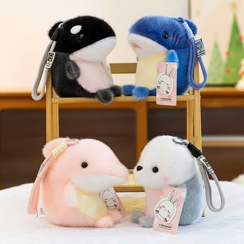 Cute Sea Animal Plush Keychain Dolphin Orca Seal Whale Stuffed Toy Ornament Soft Marine Life Doll Gift For Bags Keys Women Unisex