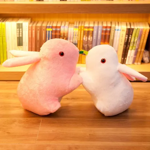 Cute White Pink Rabbit Plush Toy Soft Stuffed Bunny Animal Doll Pillow For Girls Birthday Gift Home Decor