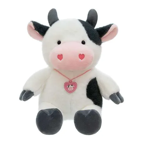 Cute Cartoon Cow Plush Toy Soft Stuffed Animal Doll With Heart Decor For Kids Birthday Gift Plush Cow Throw Pillow Home Decor