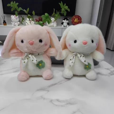 Cute Long Eared Bunny Plush Toy Soft Stuffed Rabbit Doll For Girls Birthday Gift Soothing Plushie For Kids Home Decor