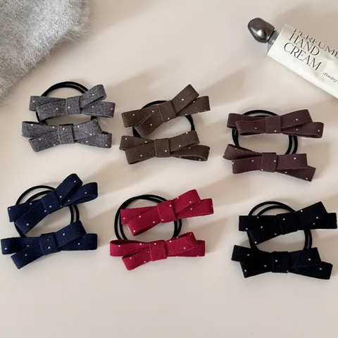 Pince à Cheveux Nœud à Pois Doux Français Élastiques à Cheveux Mode Nœud Papillon Épingles à Cheveux Élégantes en Tissu Accessoires de Cheveux Femmes